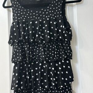 White House Black Market Black and White Tiered Tank Top. Size S